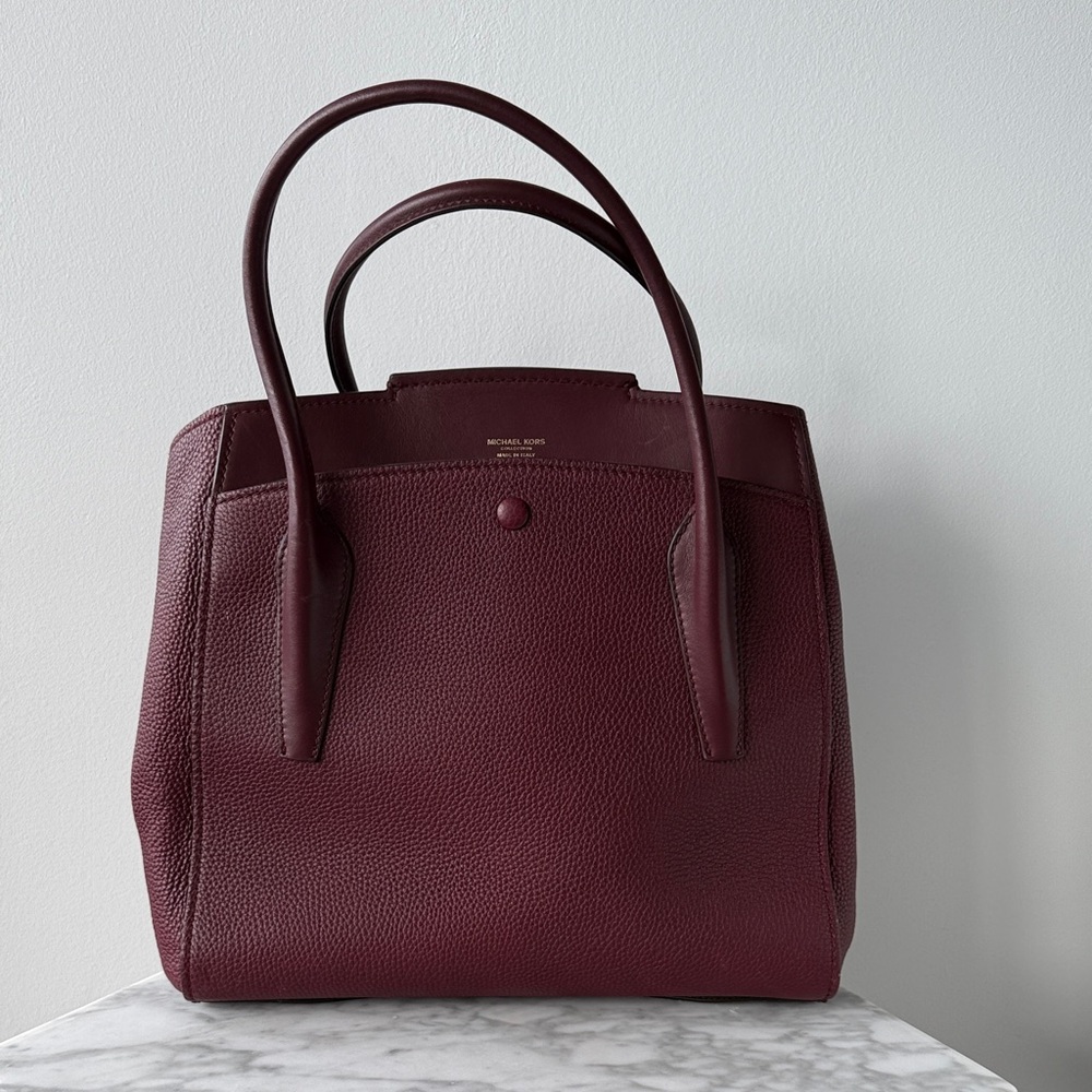 Michael Kors COLLECTION Deep Burgundy Pebbled Leather Tote